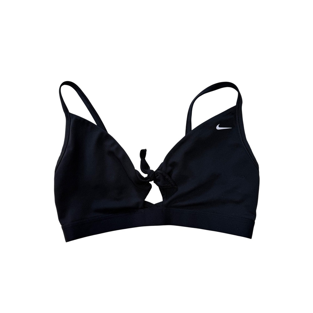 Nike Indy Light Support Front Tie Sports Bra Black BV3881-010 Womens Large
